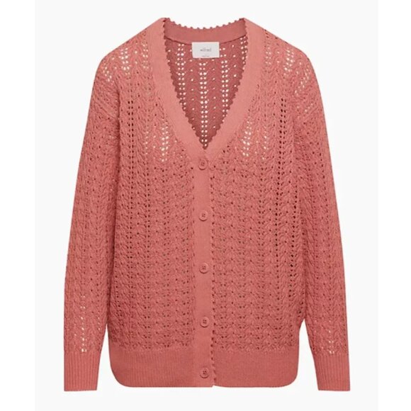 NWT WILFRED ARITZIA Reverence Yarn Knit Cardigan V-Neck in Earthen Red Size M - Picture 1 of 10